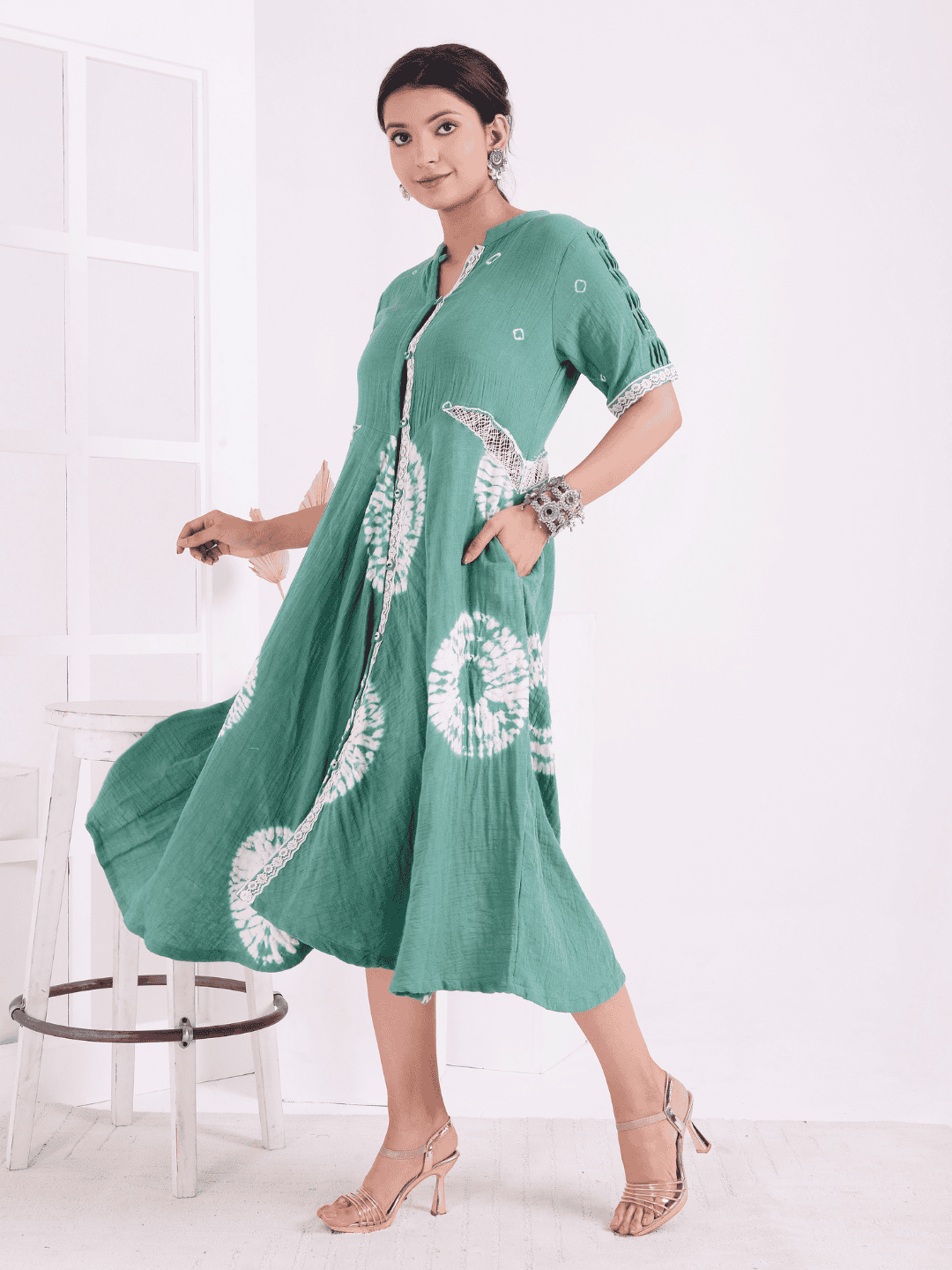 Tie-Dye Women Dress - Green