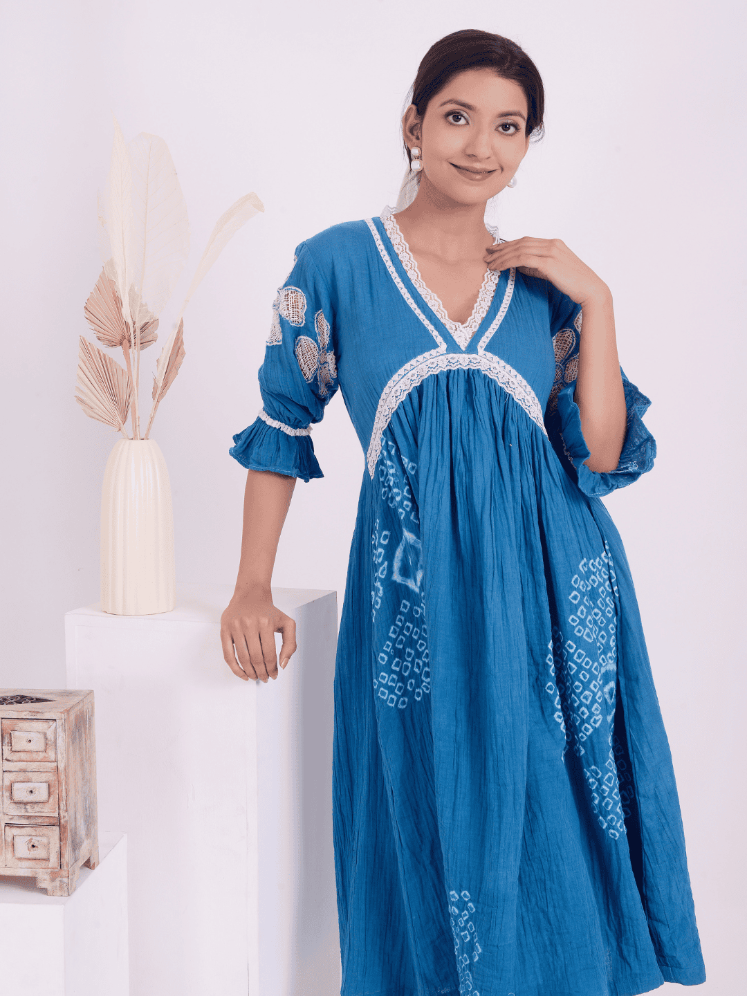 Tie-Dye Women Kurta Set - Blue