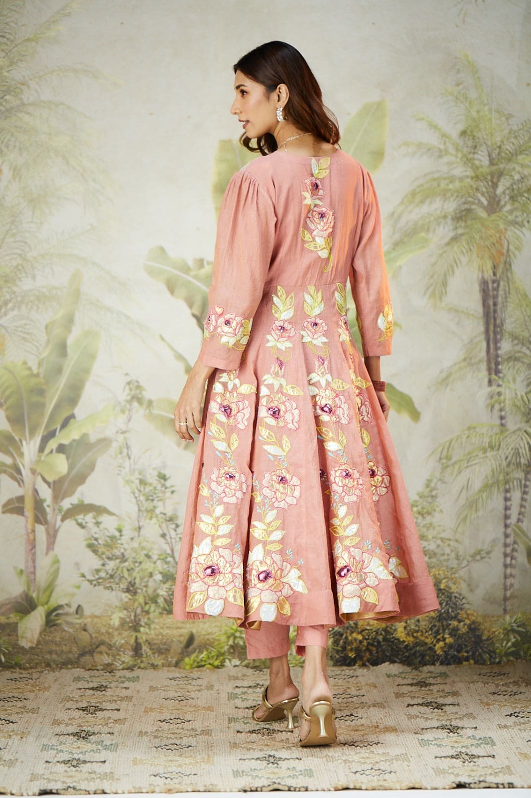 Lachka Gota Anarkali Kurta Set - Pink