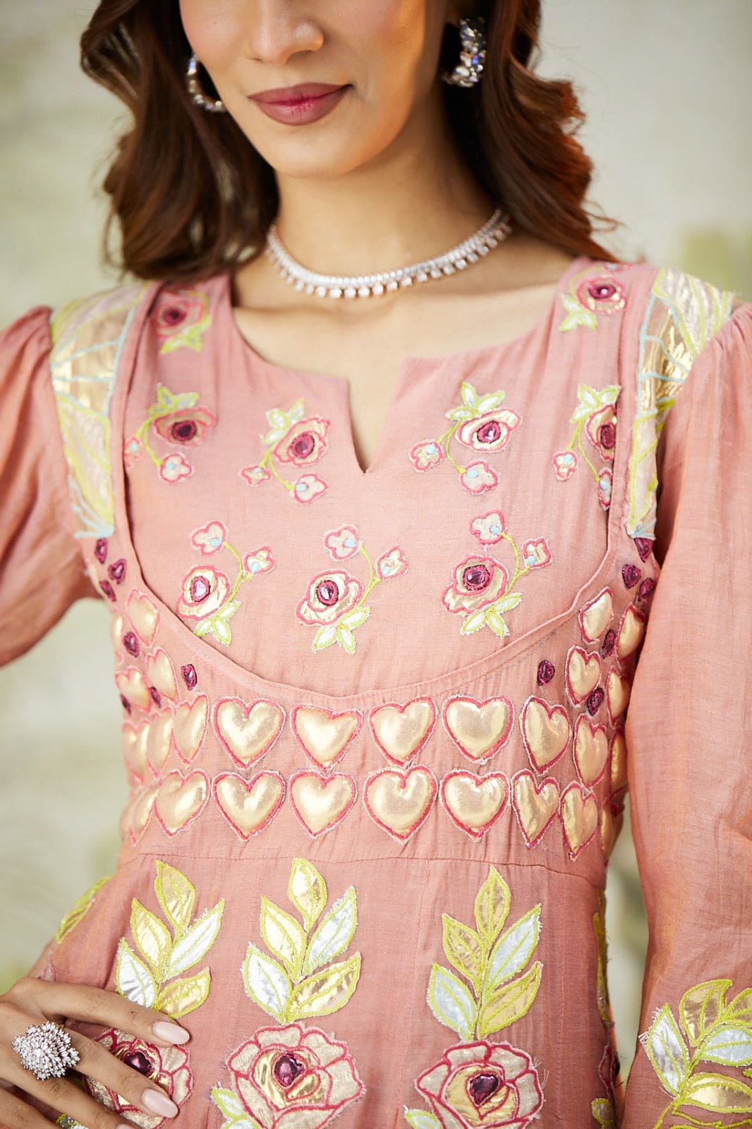 Lachka Gota Anarkali Kurta Set - Pink