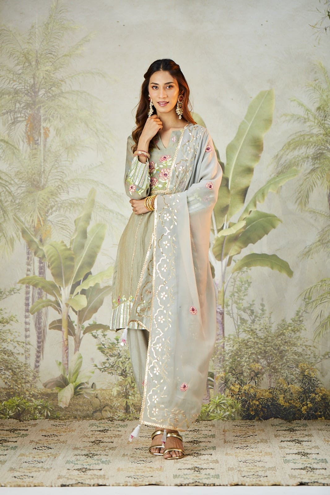 Lachka Gota Kurta Set - Light Green
