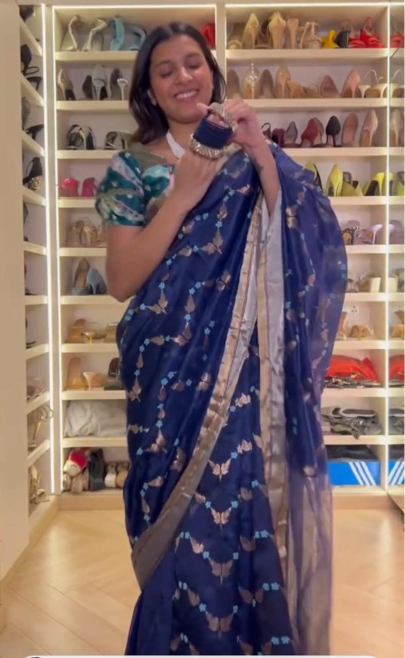 Blue Chanderi Saree