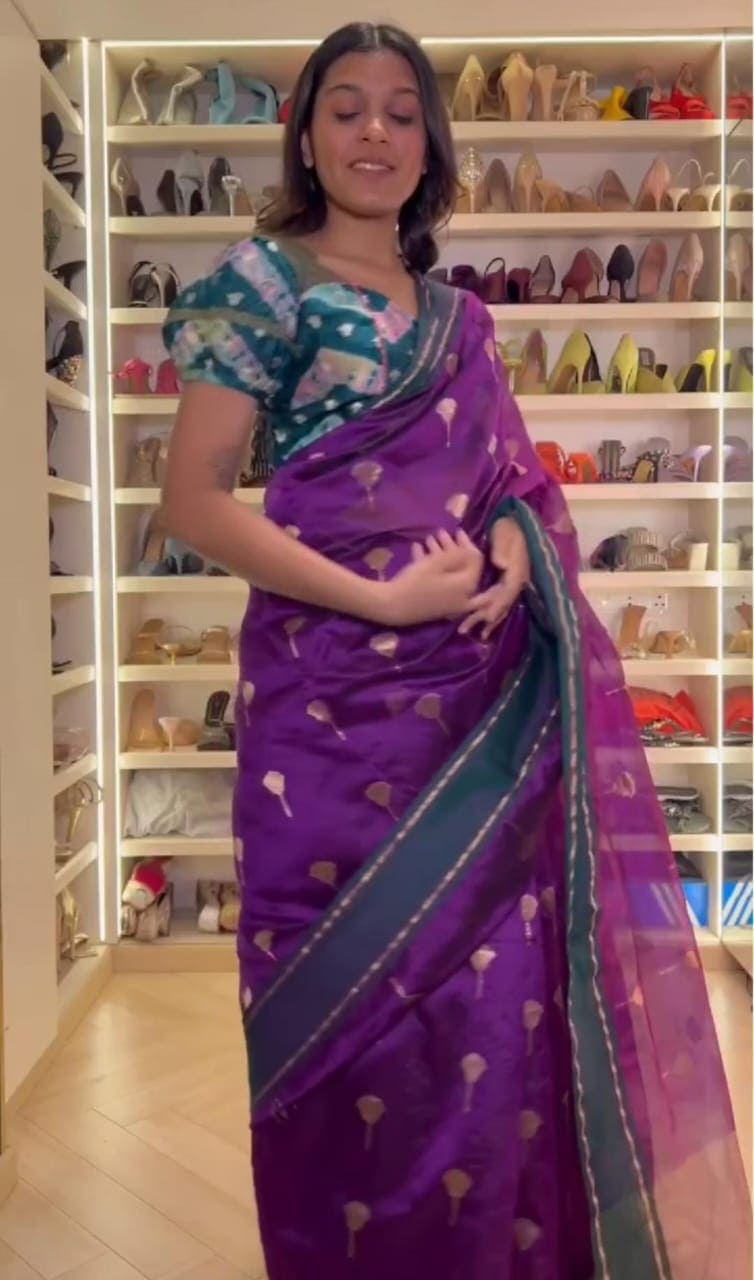 Wine Chanderi Saree