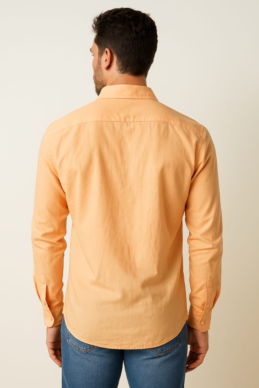 Chanderi Hand Embroidered Men Shirt -  Peach