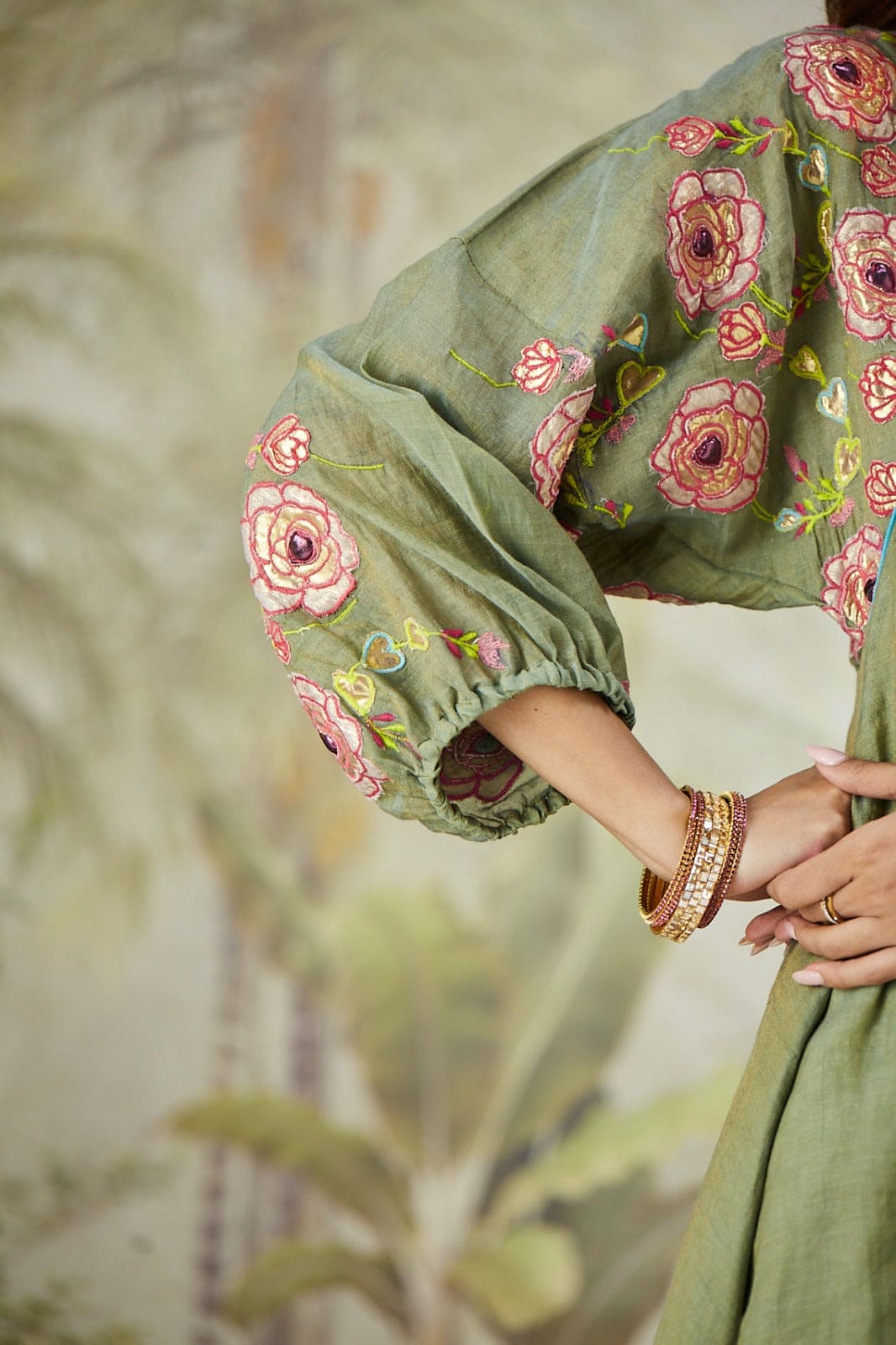 Lachka Gota & Patch Work Kurta Set - Green