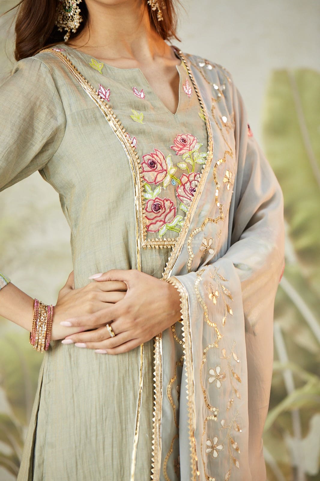 Lachka Gota Kurta Set - Light Green