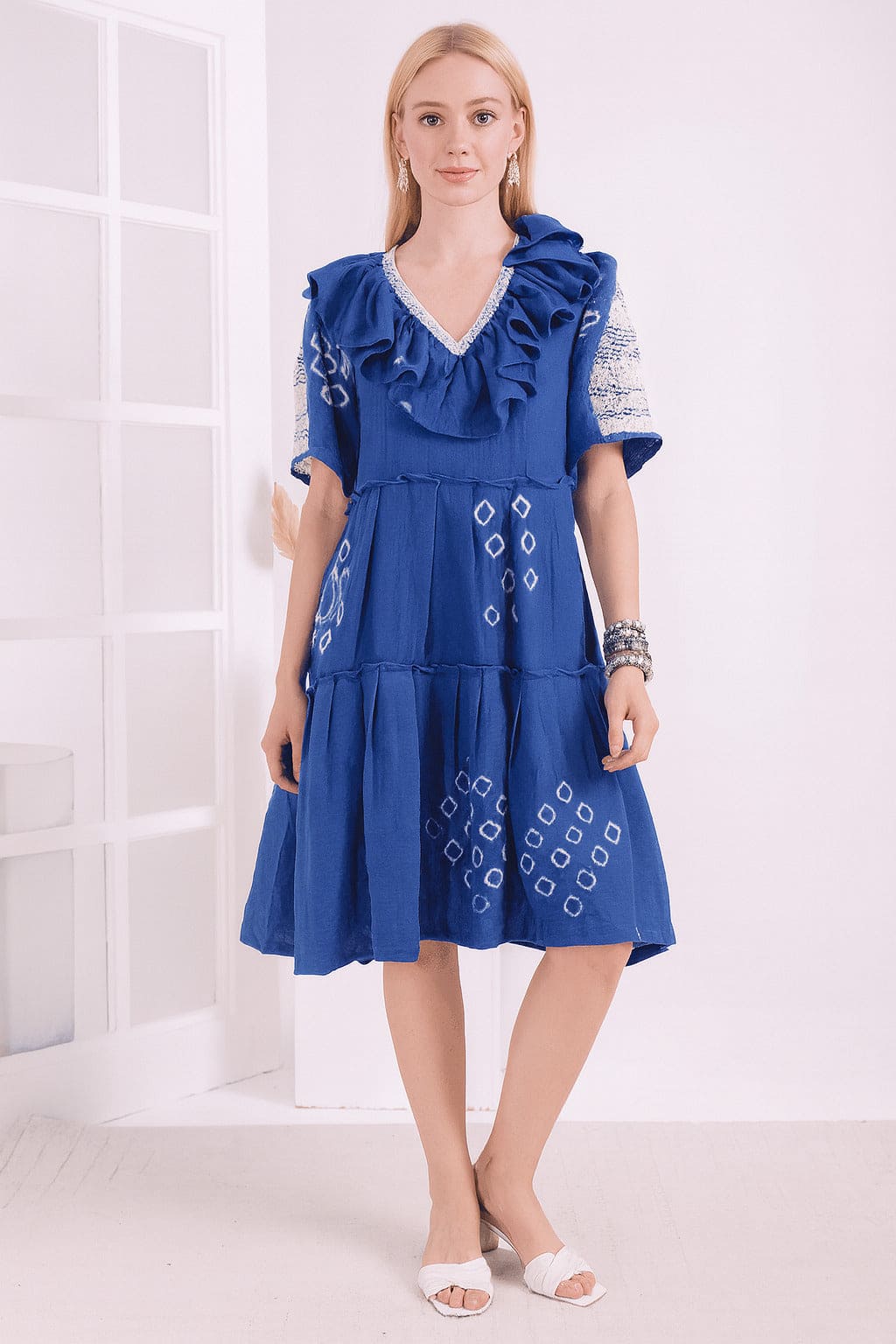 Women Tie-Dye Dress - Blue