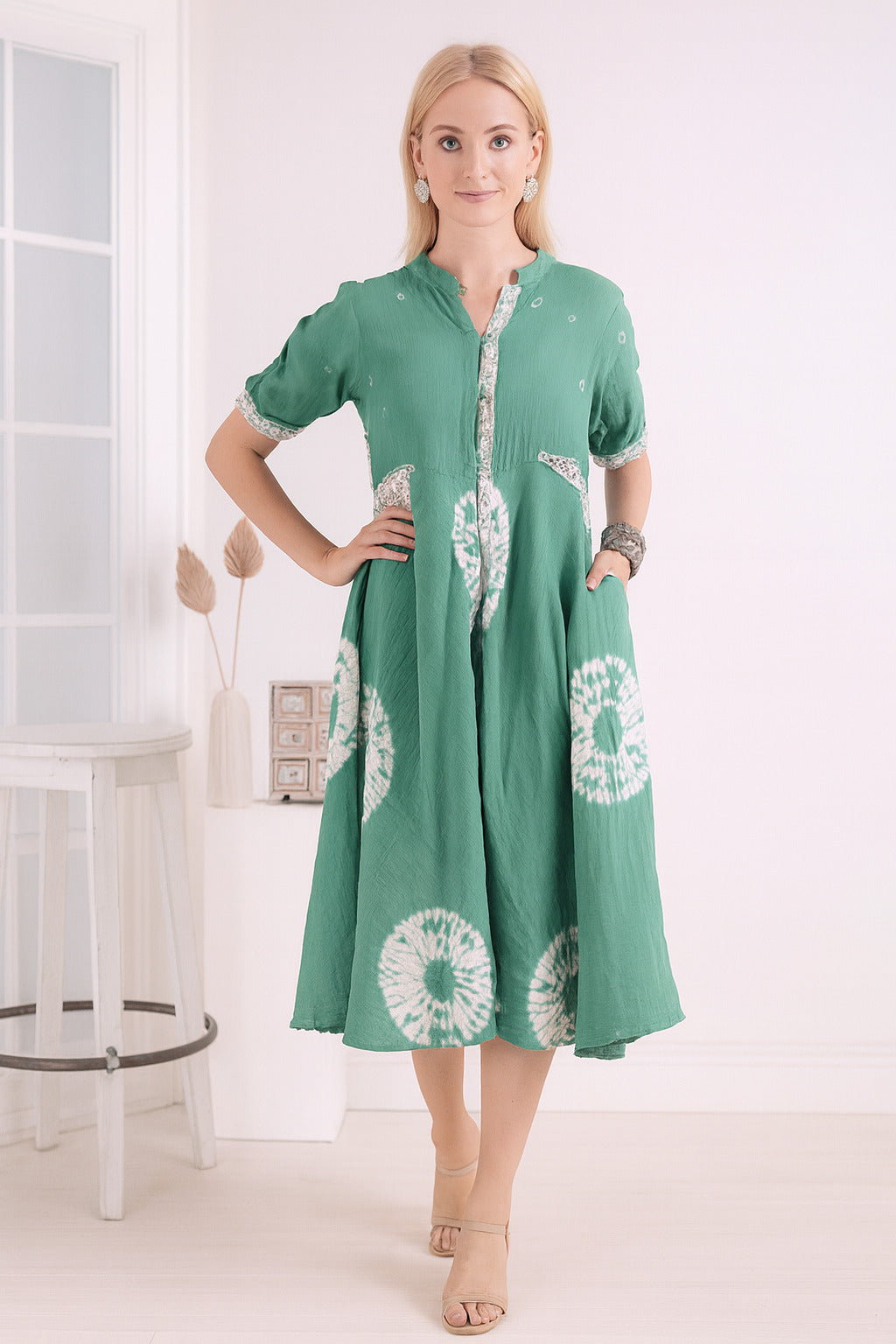 Tie-Dye Women Dress - Green