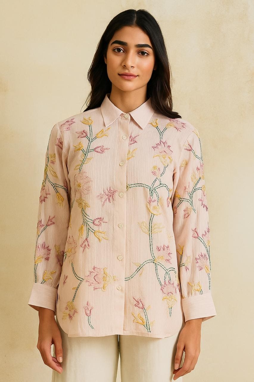 Women Embroidered Top - Off-White