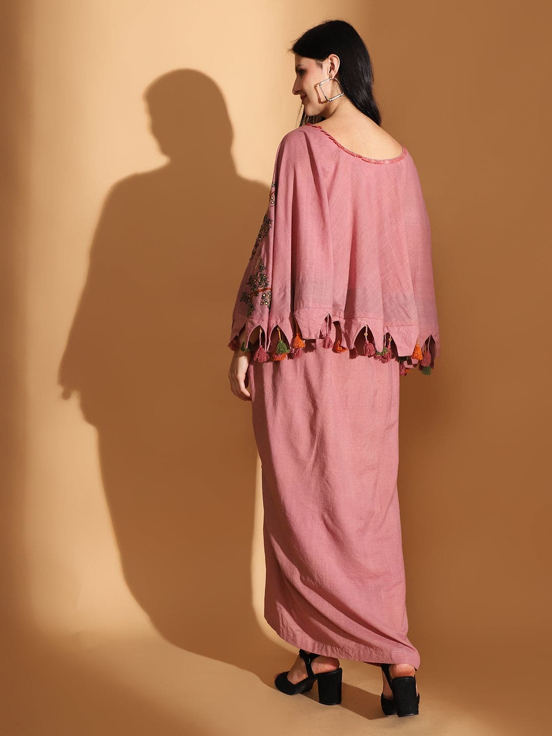 Blush Pink Gond Artwork Top & Skirt - Charkha TalesBlush Pink Gond Artwork Top & Skirt