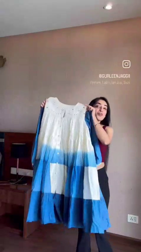 Tie and Dye Cotton Maxi Dress - Blue