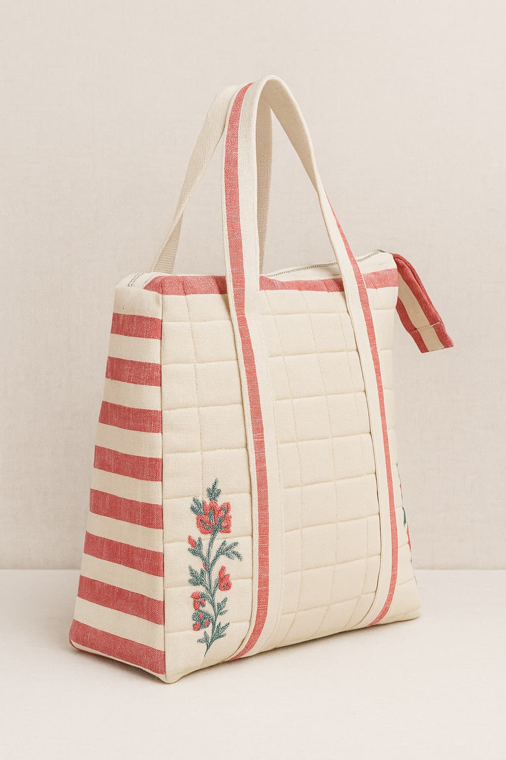 Blockprintes Quilted Bag - Cream