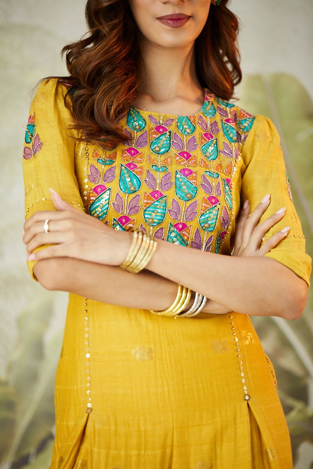 Charkha Tales | Zardozi Work Jumpsuit - Mustard Yellow