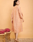 Beige Boho Chikankari Cotton Dress - Charkha TalesBeige Boho Chikankari Cotton Dress for women