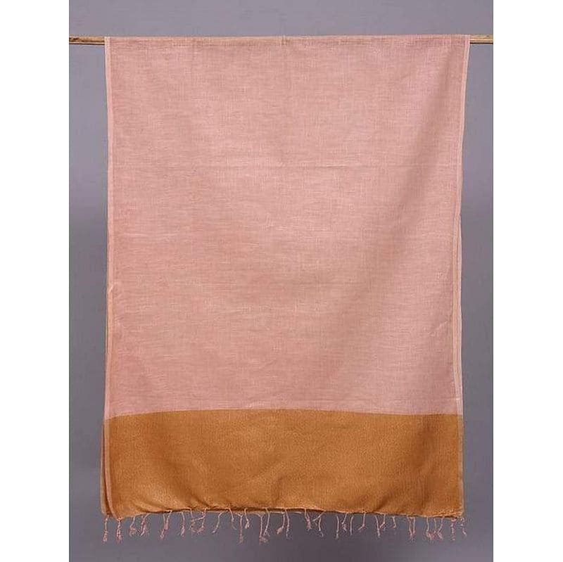 Beige Brown Linen Dupatta - Charkha TalesBeige Brown Linen Dupatta