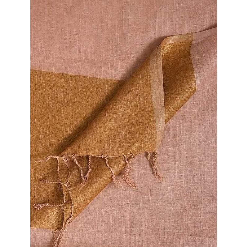 Beige Brown Linen Dupatta - Charkha TalesBeige Brown Linen Dupatta