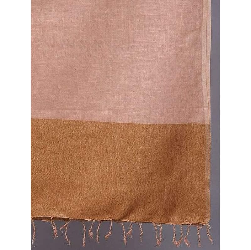 Beige Brown Linen Dupatta - Charkha TalesBeige Brown Linen Dupatta