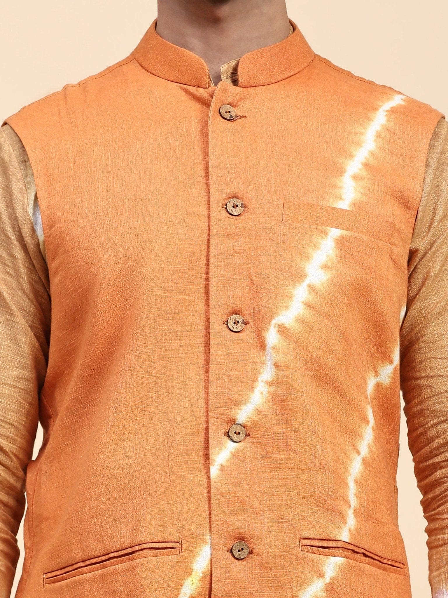 Beige Hand Dyed Cotton Kurta Set - Charkha TalesBeige Hand Dyed Cotton Kurta Set