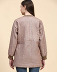 Beige Khadi Cotton Kantha Work Jacket - Charkha TalesBeige Khadi Cotton Kantha Work Jacket