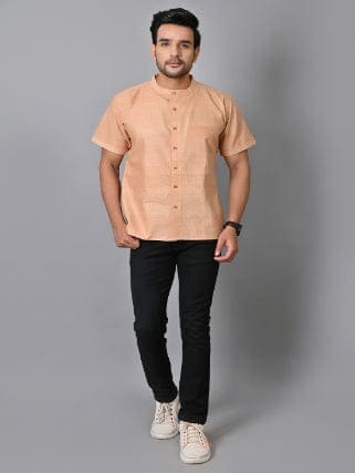 Beige Khadi Cotton Men Shirt - Charkha TalesBeige Khadi Cotton Men Shirt