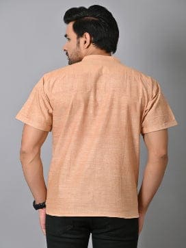Beige Khadi Cotton Men Shirt - Charkha TalesBeige Khadi Cotton Men Shirt