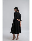 Black "Apt" Khadi Dress - Charkha TalesBlack "Apt" Khadi Dress for women