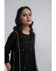 Black "Apt" Khadi Dress - Charkha TalesBlack "Apt" Khadi Dress for women