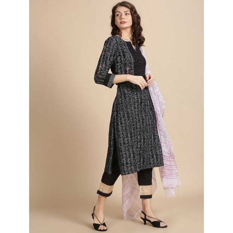 Black Block Print Kurta Set - Charkha TalesBlack Block Print Kurta Set