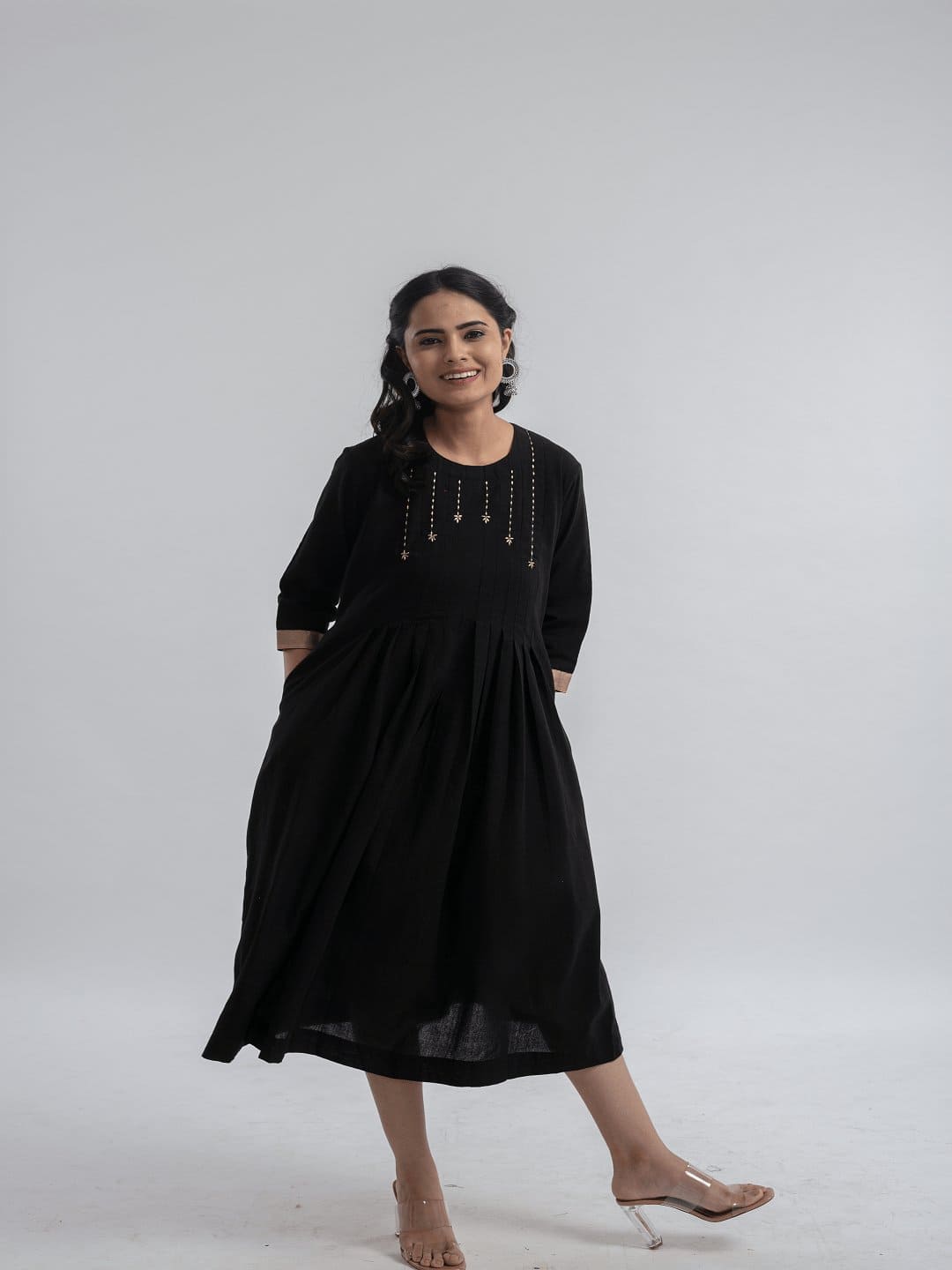 Black Delightful Daze Women Dress - Charkha TalesBlack Delightful Daze Women Dress kaftan dress