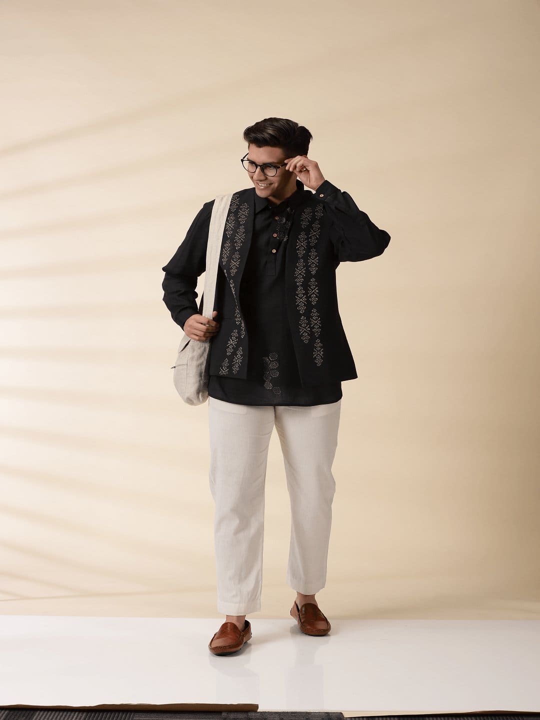 Black Khadi Men Jacket - Charkha TalesBlack Khadi Men Jacket