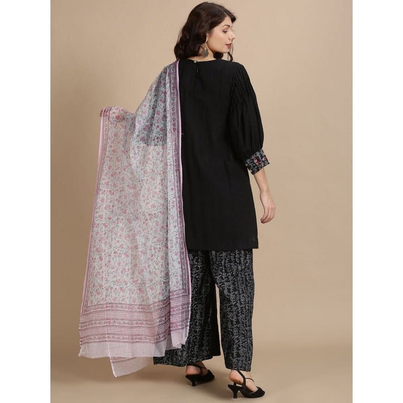 Black Sanganeri Block Print kurta Set - Charkha TalesBlack Sanganeri Block Print kurta Set