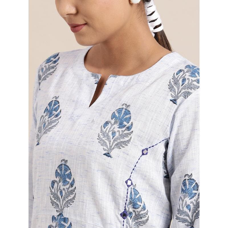 Blue Block Print Cotton Kurta Set - Charkha TalesBlue Block Print Cotton Kurta Set