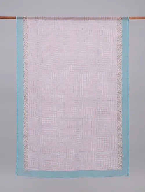 Blue Block Printed Kota Dupatta - Charkha TalesBlue Block Printed Kota Dupatta