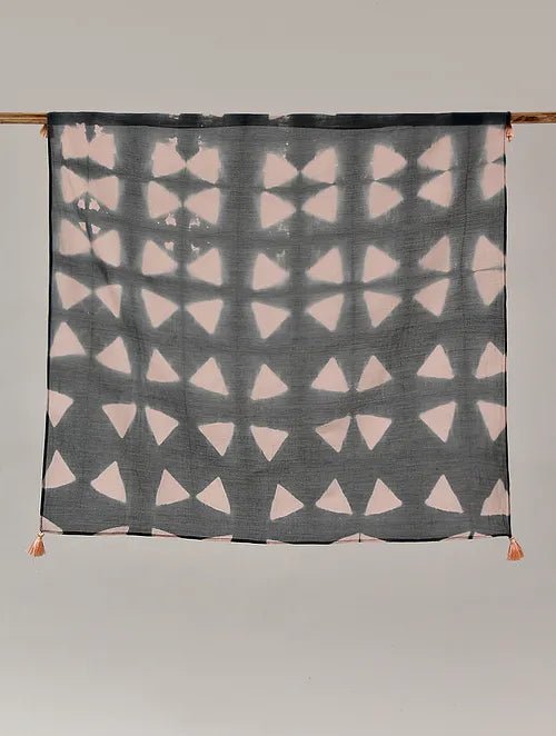 Blue Clamp Dye Chanderi Silk Scarf - Charkha TalesBlue Clamp Dye Chanderi Silk Scarf