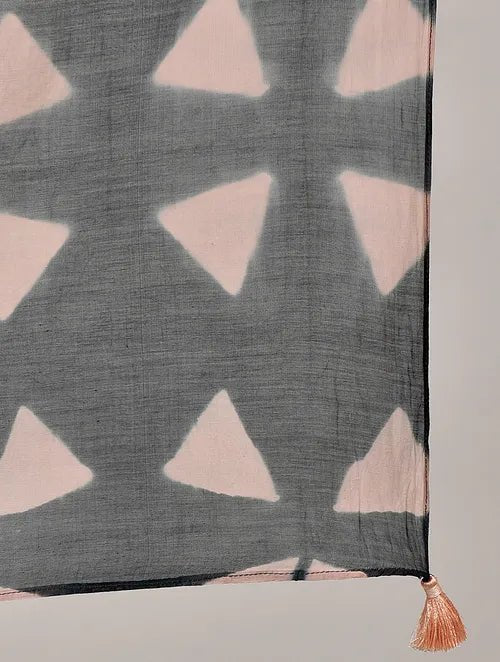 Blue Clamp Dye Chanderi Silk Scarf - Charkha TalesBlue Clamp Dye Chanderi Silk Scarf