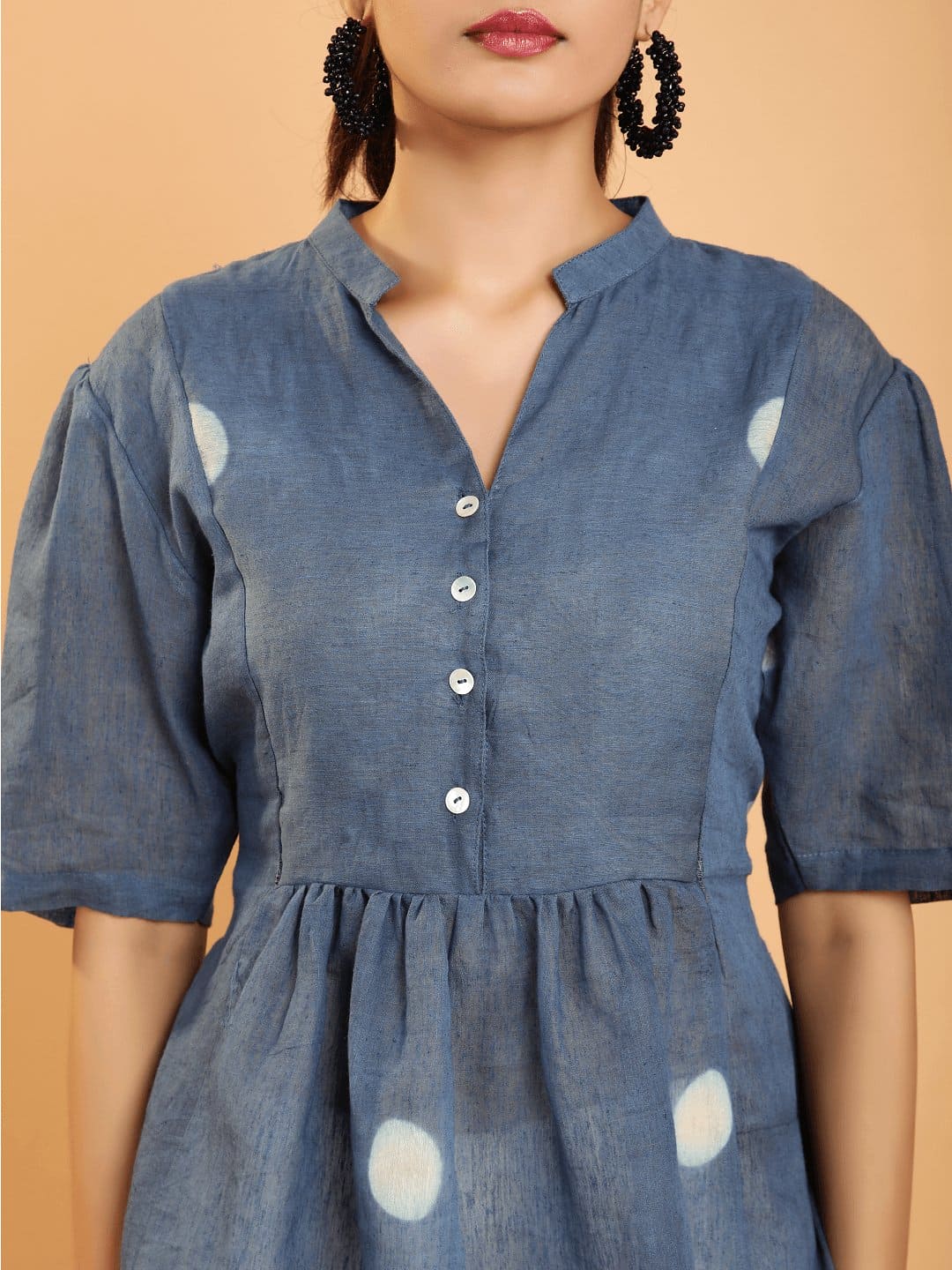 Blue Clamp Dye Flared Co-Ord Set - Charkha TalesBlue Clamp Dye Flared Co-Ord Set