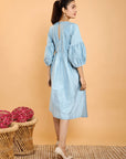 Blue Grey Chanderi Mukaish dress - Charkha TalesBlue Grey Chanderi Mukaish dress