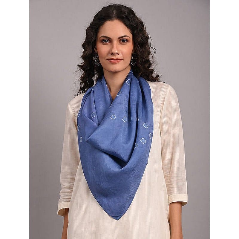 Blue Grey Silk Scarf - Charkha TalesBlue Grey Silk Scarf