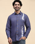 Blue Hand Dyed Cotton Men Shirt - Charkha TalesBlue Hand Dyed Cotton Men Shirt