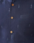 Blue Khadi Cotton Jacket - Charkha TalesBlue Khadi Cotton Jacket