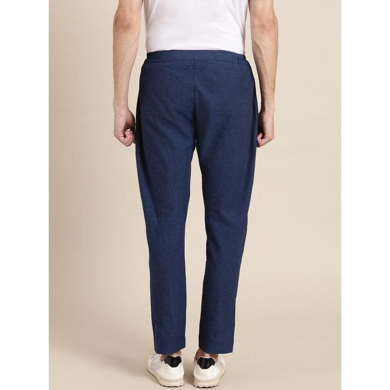 Blue Khadi Cotton Men Trouser - Charkha TalesBlue Khadi Cotton Men Trouser