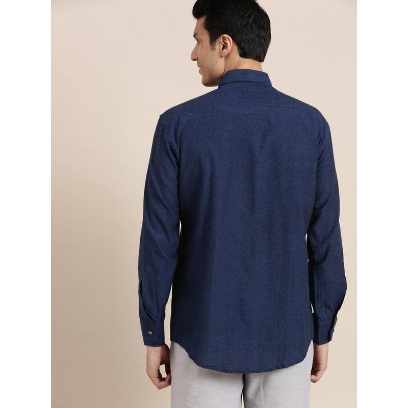 Blue Khadi Men Shirt - Charkha TalesBlue Khadi Men Shirt