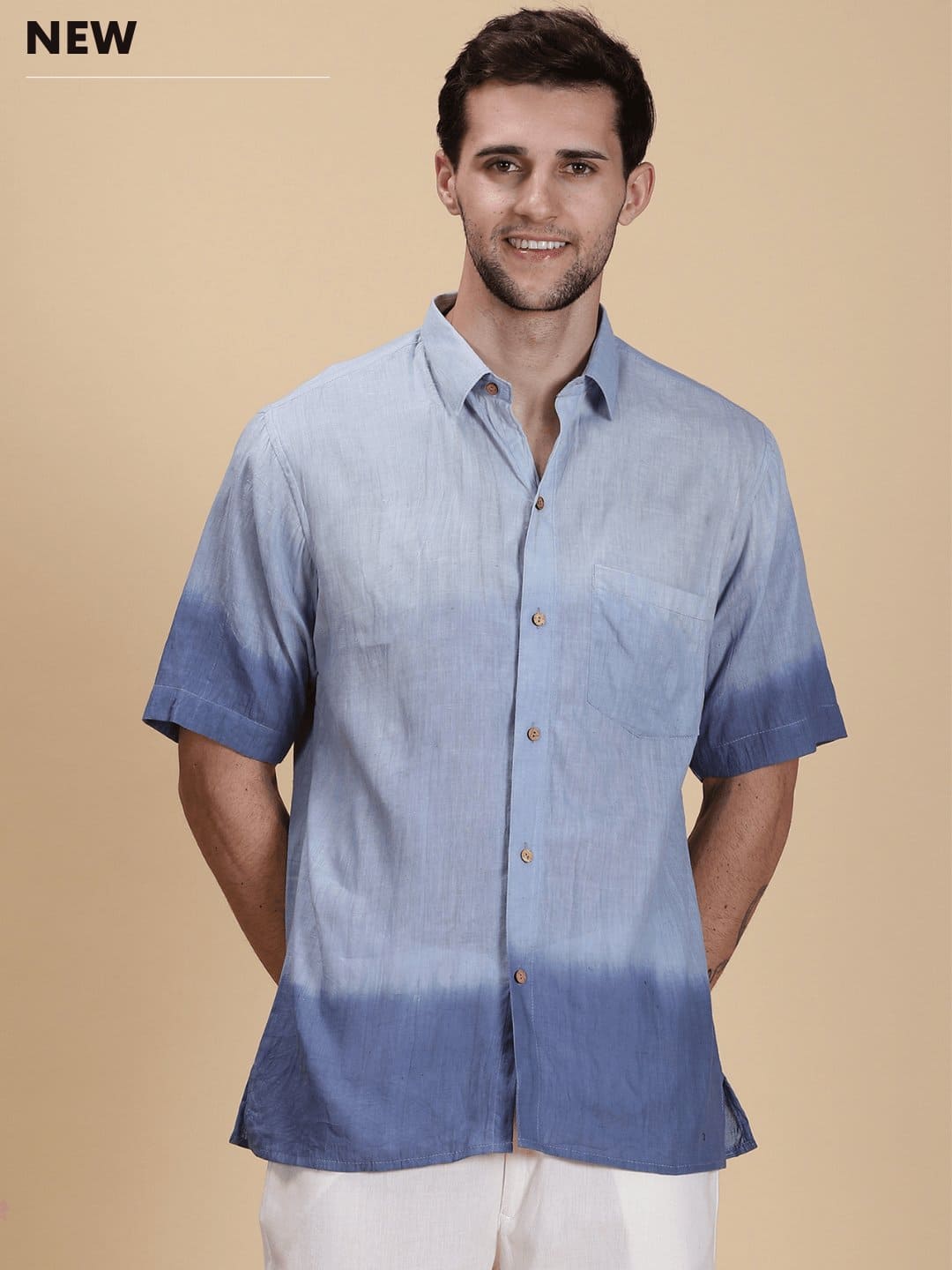 Blue Ombre Men Shirt - Charkha TalesBlue Ombre Men Shirt