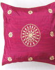 Blue & Pink Gota Compliment Cushion Cover - Charkha TalesBlue & Pink Gota Compliment Cushion Cover