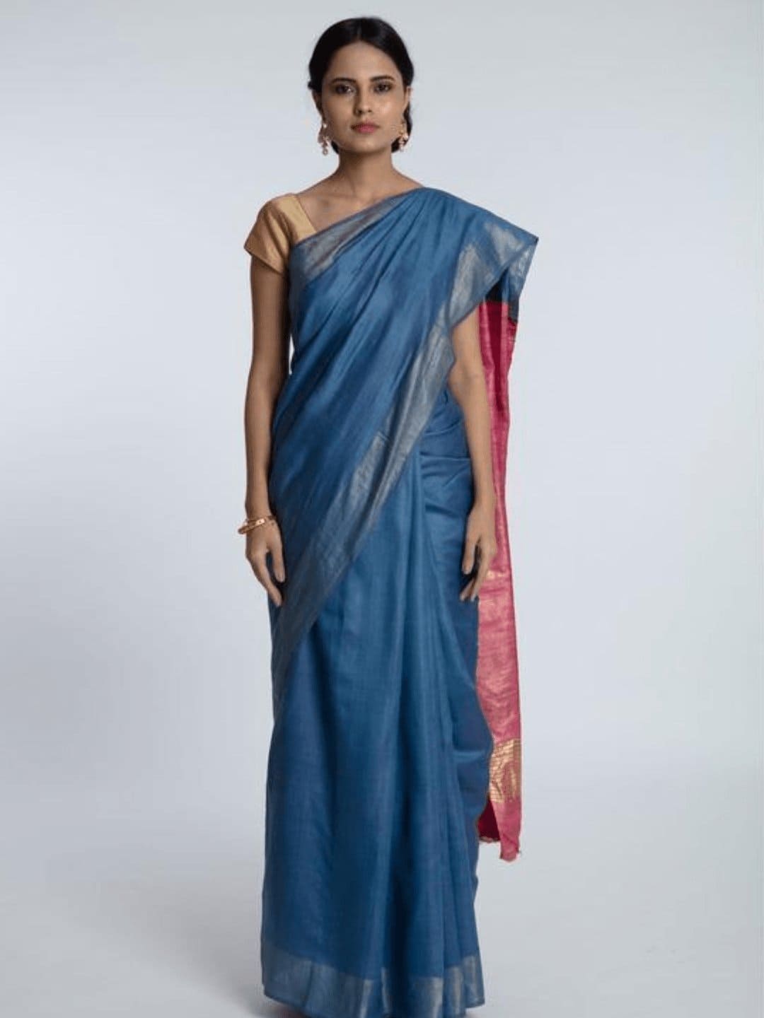 Blue & Purple Ghiccha Silk Saree - Charkha TalesBlue & Purple Ghiccha Silk Saree