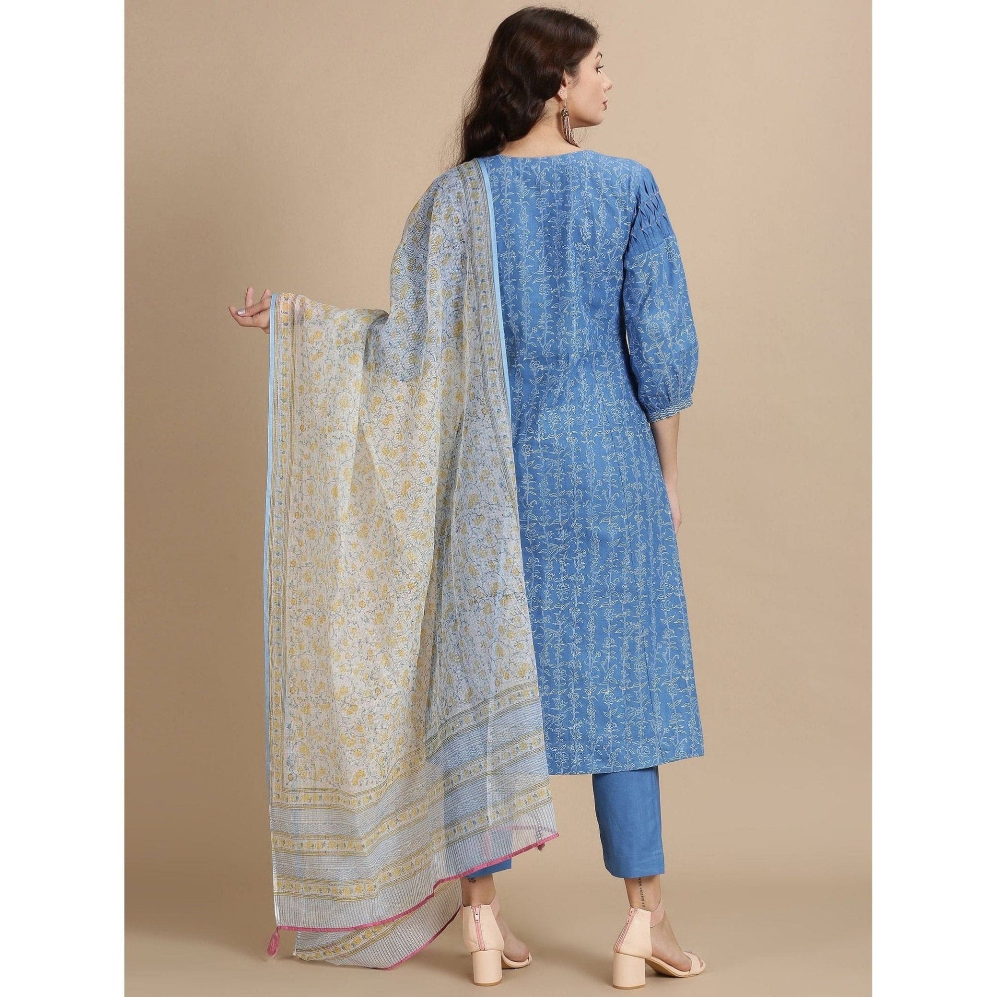 Blue Sanganeri Block Print Kurta Set - Charkha TalesBlue Sanganeri Block Print Kurta Set
