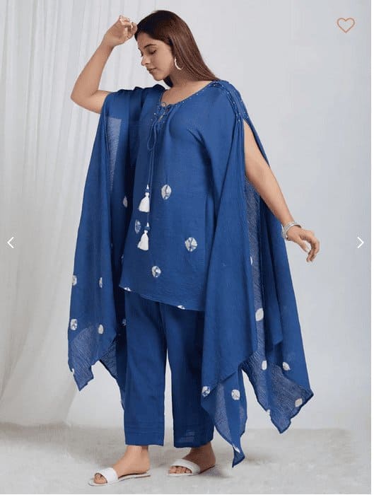 Blue Tie & Dye Crush Cotton Co-Ord Set - Charkha TalesBlue Tie & Dye Crush Cotton Co-Ord Set