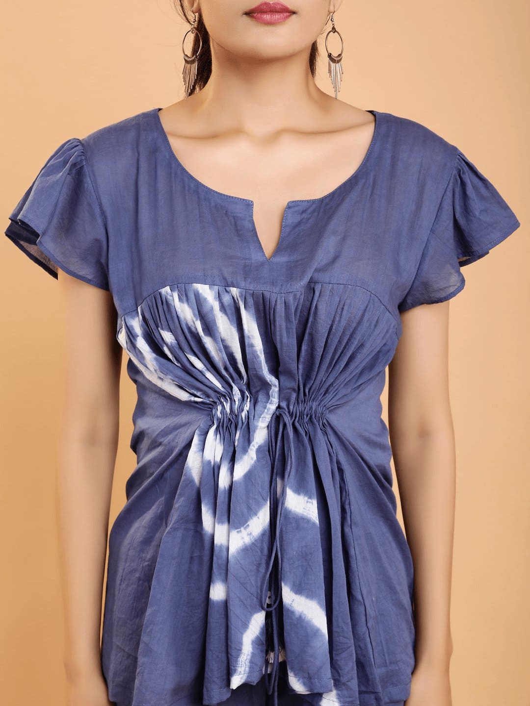 Blue Tie Dye Flared Co-Ord Set - Charkha TalesBlue Tie Dye Flared Co-Ord Set
