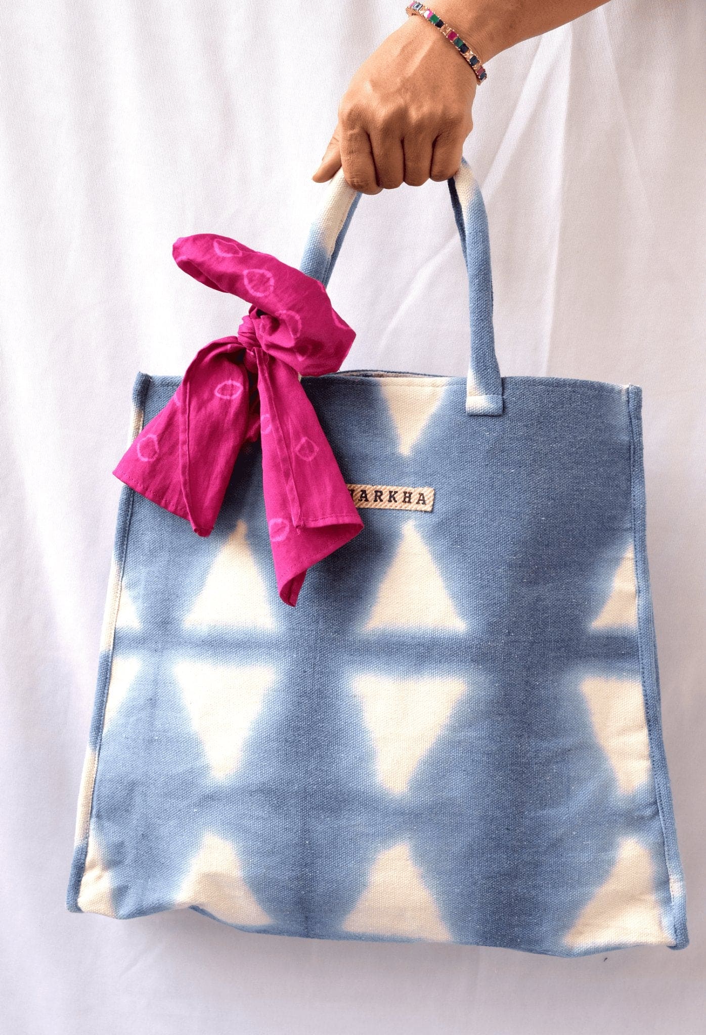 Blue Tie Dye Tote Bag - Charkha TalesBlue Tie Dye Tote Bag
