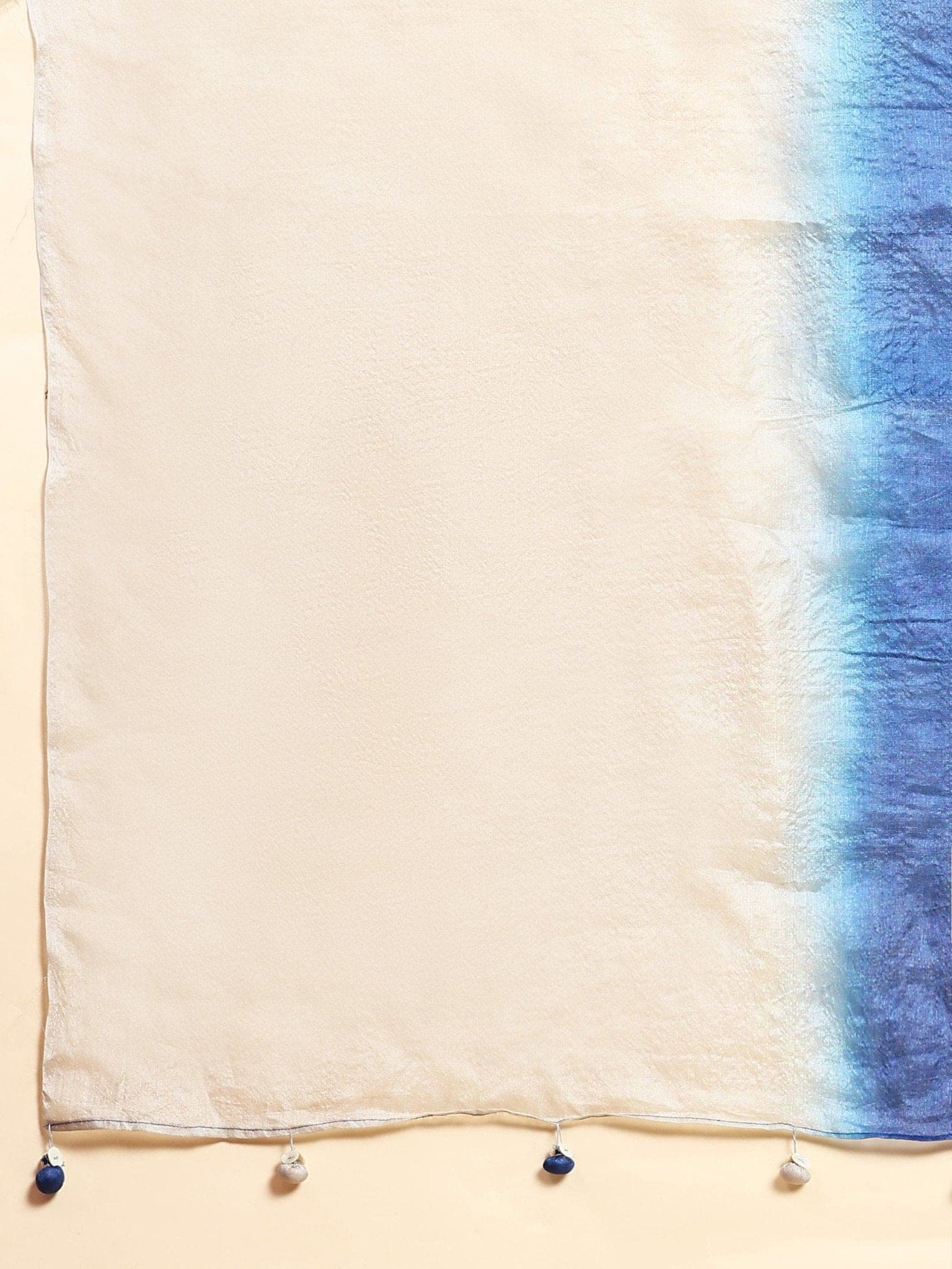 Blue & White Tussar Silk Saree - Charkha TalesBlue & White Tussar Silk Saree